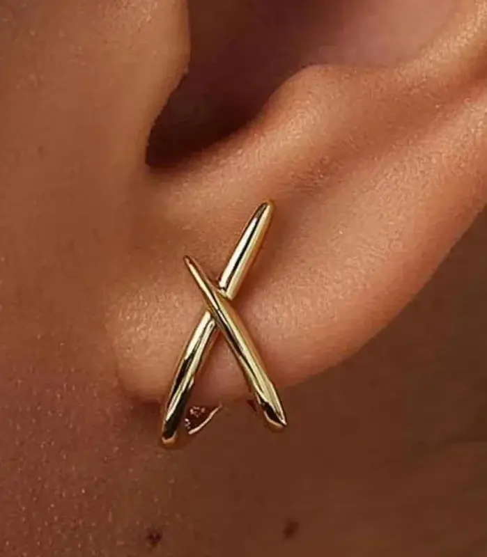 Pendientes cruzados de acero inoxidable para mujeres y niñas, accesorios minimalistas simples y delicados, regalos de joyería de moda para fiestas 1