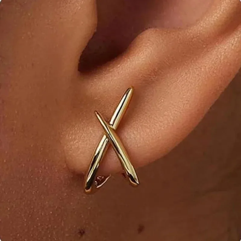 Pendientes cruzados de acero inoxidable para mujeres y niñas, accesorios minimalistas simples y delicados, regalos de joyería de moda para fiestas 1 Pendientes cruzados de acero inoxidable para mujeres y niñas, accesorios minimalistas simples y delicados, regalos de joyería de moda para fiestas 1