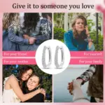 Pendientes de plata de ley 925 para mujer, aretes largos de aro en forma de U de circonio brillante para regalos de joyería de boda y aniversario 5