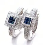 Pendientes de aro con diseño geométrico Huitan para mujer, accesorios delicados de moda para fiesta de boda, joyería delicada con incrustaciones de circonita azul brillante 1