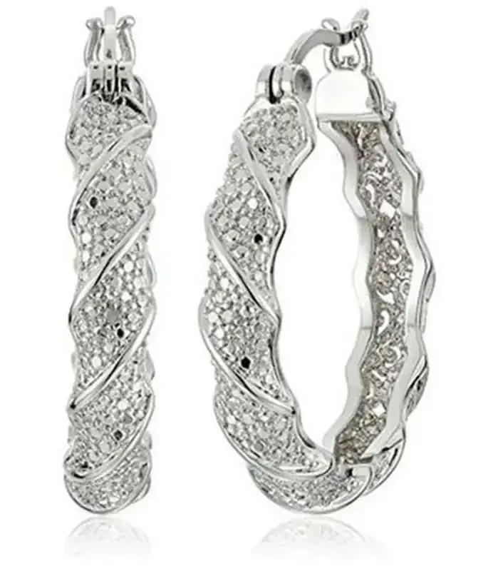 Pendientes de mujer de Color dorado brillante, pendientes de aro con patrón retorcido fundido a presión a la moda para mujer, regalo de joyería de boda de compromiso 2