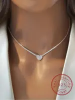 Collar de corazón de amor repleto de circonita para mujer, de Plata de Ley 925, joyería fina de lujo de alta calidad para compromiso y boda 1