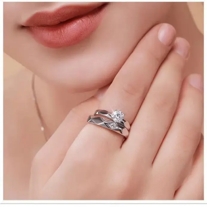 nuevos anillos geométricos simples de acero inoxidable, anillo abierto ajustable para parejas para mujeres y hombres, regalos de joyería de moda para boda 2