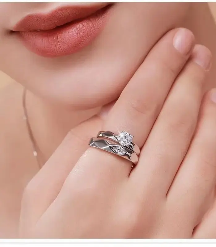 nuevos anillos geométricos simples de acero inoxidable, anillo abierto ajustable para parejas para mujeres y hombres, regalos de joyería de moda para boda 2