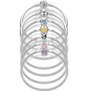 17-20CM 925 pulseras de plata para mujer estrella Luna mariposa gato garra loto corona dorada pulseras aptas para DIY dijes colgantes joyería 1