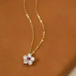 collar romántico de flores para mujer, con circonita cúbica roja, regalo elegante para niñas, collar de Color dorado de lujo, joyería de boda 3