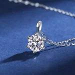 Collar con colgante de moissanita de 6 puntas para mujer, plata 925, diseño de moda, Color D, VVS Pass, prueba de diamante, joyería con caja GRA 3 Collar con colgante de moissanita de 6 puntas para mujer, plata 925, diseño de moda, Color D, VVS Pass, prueba de diamante, joyería con caja GRA 3