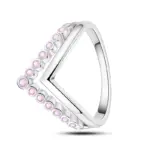 Anillos de circón en forma de corazón rosa para mujer, joyería de compromiso de boda romántica fina, anillos de Color plateado, primavera 925 17