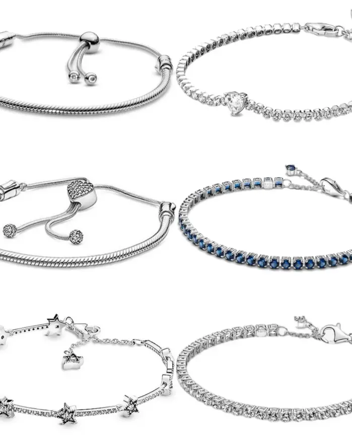 Nuevas pulseras de corazón de amor chapadas en plata 925 de alta calidad, pentagrama de tamaño ajustable, colgante Original, joyería DIY para mujer 1