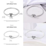 Pulsera de plata 925, pulseras originales, circonita colorida, corazón, flor, gato, cadena de serpiente para dijes DIY, regalos de joyería de lujo de 17-20CM 69