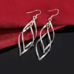 Pendientes finos de Color plateado de alta calidad, joyería de moda, mujer elegante, gota colgante, regalos largos de boda y Navidad 5