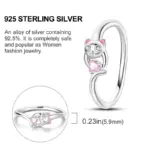 Anillos de circón en forma de corazón rosa para mujer, joyería de compromiso de boda romántica fina, anillos de Color plateado, primavera 925 34