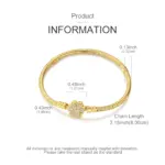 Pulsera Original de Plata de Ley 925 con Zirconia en Forma de Huella de Mascota Dorada, de 17-20 CM, Compatible con Dijes y Colgantes Originales, para Mujer, Regalo de Joyería DIY 3
