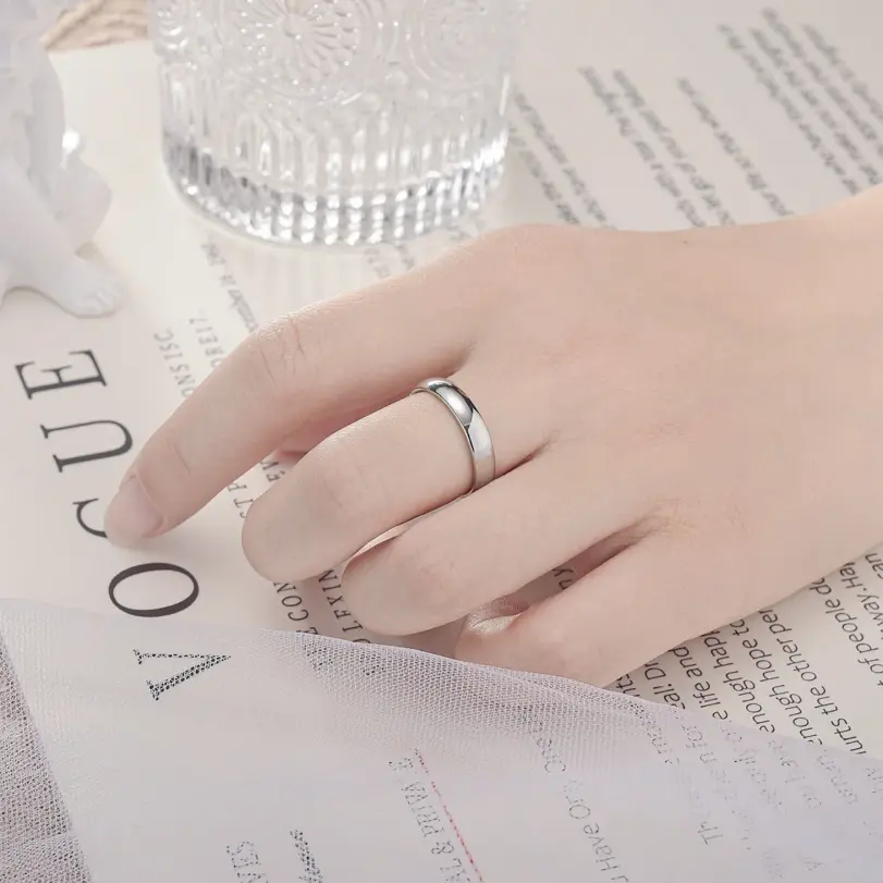 Anillo chapado en oro Color moda mujer Simple pareja anillo de boda joyería de compromiso regalo 6