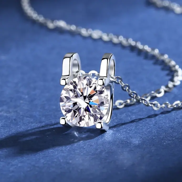 Collar con colgante de moissanita de 4 puntas de plata 925 para mujer, diseño moderno, Color D, VVS Pass, joyería de prueba de diamante con caja GRA 2
