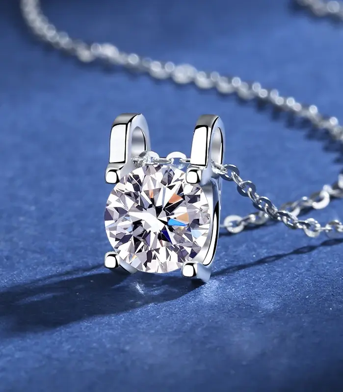 Collar con colgante de moissanita de 4 puntas de plata 925 para mujer, diseño moderno, Color D, VVS Pass, joyería de prueba de diamante con caja GRA 2