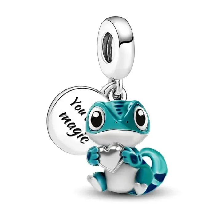 Abalorios de Plata de Ley 925 con mancuernas de animales, bonitos abalorios de perro rosa aptos para pulsera Diy, fabricación de brazaletes, regalo de joyería de alta calidad 2