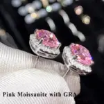 Pendientes tipo botón de plata fina 100% Moissanite S925 para mujeres y hombres con 2 certificados, pluma de prueba de diamante, joyería fina 3