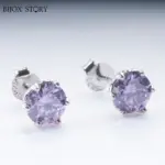 Pendientes de plata de ley 100% 925 de corte redondo, aretes de diamantes de moissanita auténtica púrpura, joyería fina con GRA, 1CT x 2 1