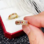 pendientes de aro de Color dorado para mujer, Circonia cúbica de arcoíris con incrustaciones de lujo, accesorios modernos para las orejas, joyería novedosa 4
