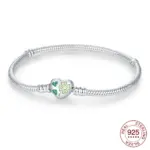 Pulsera de plata de ley 925 con trébol de cuatro hojas, pulsera con hebilla en forma de corazón para mujer, cuentas originales, joyería, regalos de amor 1