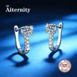 Pendientes de moissanita y circonita de 1 quilate, color D, chapados en plata 925 con oro blanco de 18 quilates, joyería exquisita para mujer 1
