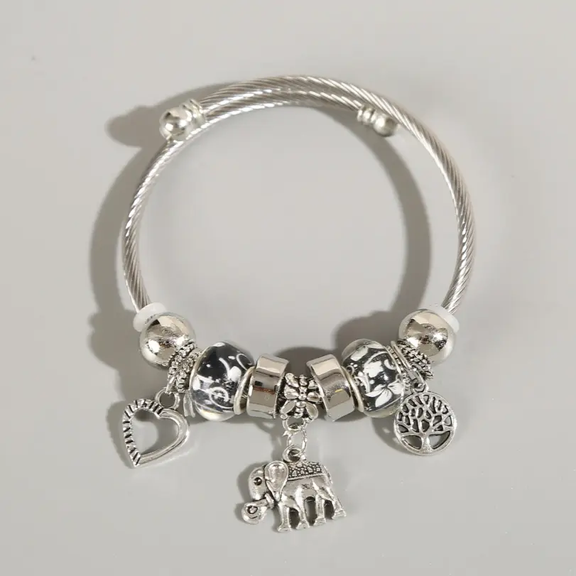 1 pulsera de aleación con colgante de árbol de la vida, elefante, corazón de melocotón, estilo familiar, para viajes al aire libre, banquete, fiesta, regalo de Festival 1 1 pulsera de aleación con colgante de árbol de la vida, elefante, corazón de melocotón, estilo familiar, para viajes al aire libre, banquete, fiesta, regalo de Festival 1