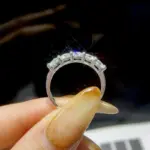 Anillos de boda de moissanita de 5 piedras, banda de media eternidad de corte brillante redondo, anillo de boda de diamante de laboratorio de plata 925 de 3mm para mujeres y hombres 38 Anillos de boda de moissanita de 5 piedras, banda de media eternidad de corte brillante redondo, anillo de boda de diamante de laboratorio de plata 925 de 3mm para mujeres y hombres 38