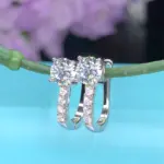 Pendientes de moissanita y circonita de 1 quilate, color D, chapados en plata 925 con oro blanco de 18 quilates, joyería exquisita para mujer 5