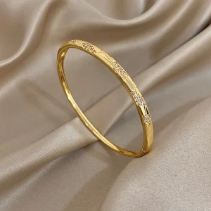pulsera fina con estampado irregular para mujer, brazalete fino con incrustaciones de diamantes, chapado en cobre, dorado, diseño Original fino, regalo de fiesta 1