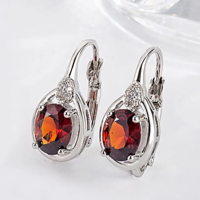 Exquisito conjunto de anillo y pendientes de collar de rubí de Plata de Ley 925 para mujer, joyería para fiesta de compromiso 6