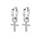 Pendientes de gota de Cruz de circón para mujer, pendientes de acero inoxidable de Color dorado 2023, joyería de lujo con hebilla para oreja, regalos de boda 5