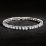 Gran oferta de pulseras de plata de ley S925 con circonita para mujer, joyería de boda de compromiso Simple a la moda, regalos para parejas de 4mm de ancho 1