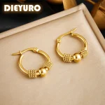 Acero inoxidable hueco dorado tejido forma Circular pendientes para mujer moda 2026 nueva joyería de regalo fiesta 1