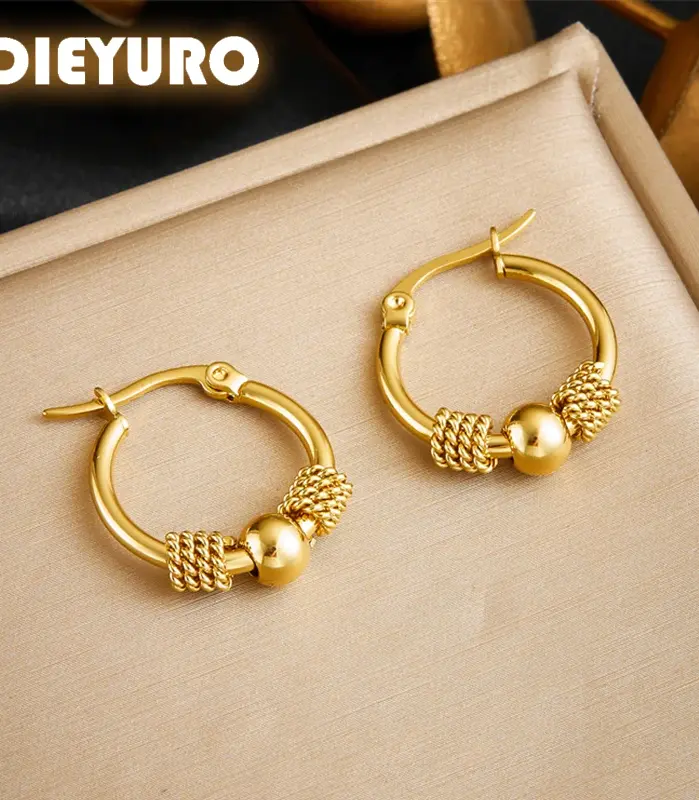 Acero inoxidable hueco dorado tejido forma Circular pendientes para mujer moda 2026 nueva joyería de regalo fiesta 1