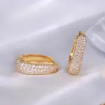 Pendientes de Aro Huecos Color Oro para Mujer, con Circonitas Cúbicas Deslumbrantes, Lujosos y Modernos, Joyería de Declaración 6