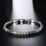 Gran oferta de pulseras de plata de ley S925 con circonita para mujer, joyería de boda de compromiso Simple a la moda, regalos para parejas de 4mm de ancho 2