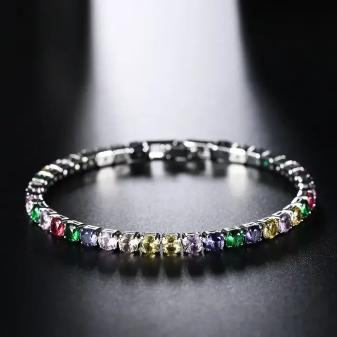 Gran oferta de pulseras de plata de ley S925 con circonita para mujer, joyería de boda de compromiso Simple a la moda, regalos para parejas de 4mm de ancho 2