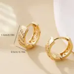 Pendientes de aro de circón chapados en oro de 18 quilates para mujer, Huggies gruesos geométricos antialérgicos, regalos de joyería para fiesta al por mayor 5