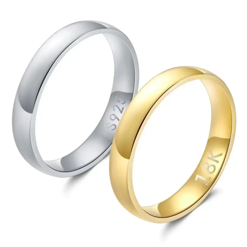 Anillo chapado en oro Color moda mujer Simple pareja anillo de boda joyería de compromiso regalo 9