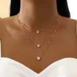 Collar con colgante de circón para mujer, gargantilla de cadena multicapa, joyería brillante para fiesta, regalo de moda 1