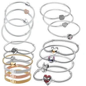 Gran oferta, Clip de corazón de Mickey Mouse Spider Man, pulsera chapada en plata Original 925, hebilla de amor, decoración de cuentas, regalos DIY para mujer 1