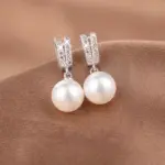 nueva moda, pendientes colgantes de perlas de imitación para mujer, accesorios de compromiso de boda a la moda, pendientes simples y elegantes para niñas 3