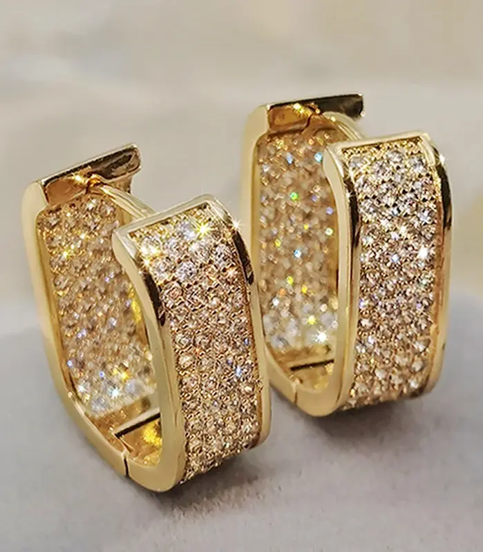 pendientes de aro ostentosos de circonia cúbica para mujer, aretes de lujo de Color dorado/plateado, joyería para mujer, envío directo 1