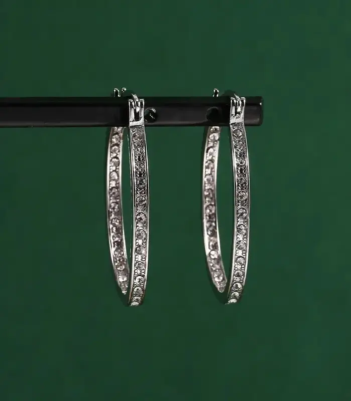 Pendientes de aro de circón con temperamento, pendientes brillantes, accesorios de joyería elegantes para las orejas, decoración de ropa de fiesta 2