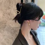 Pendientes de aro de Metal liso de aleación de cobre clásico para mujer, joyería coreana de moda, pendientes de uso diario para niña con temperamento, novedad de 2024 2