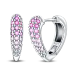 Pendientes de aro en forma de corazón con degradado de color rosa, de Plata de Ley 925, pendientes brillantes de circonita CZ, regalos de joyería de cumpleaños para mujer 1