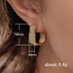 pendientes de aro de circonia cúbica pavimentados para mujer, moda coreana, Color Metal plateado/dorado, pendientes simples y versátiles para niñas, joyería novedosa 5