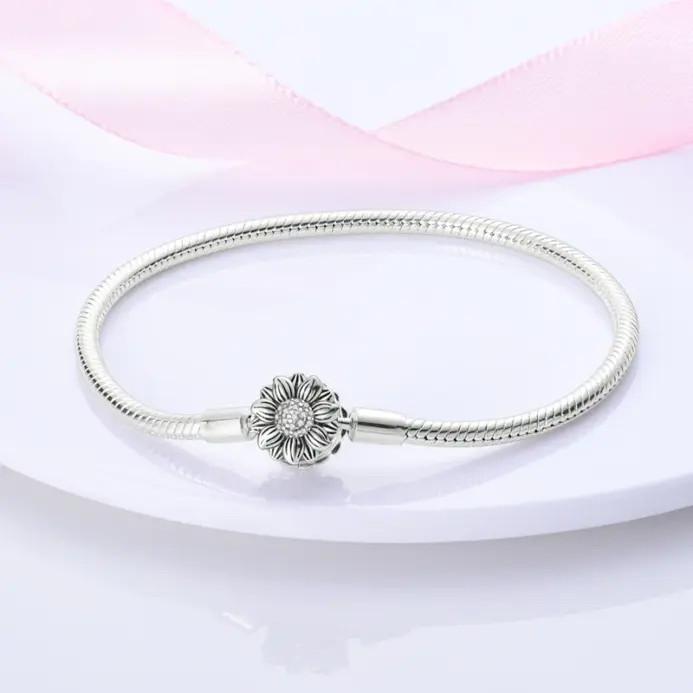 Pulseras de plata de ley 925 originales, 17-20CM, amor, corazón, flores, mariposa, dijes, pulsera de cuentas para mujer, regalo de joyería de moda 3