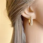 pendientes de aro huecos de Color dorado para mujer, aretes circulares de lujo con piedra CZ deslumbrante, joyería llamativa 5